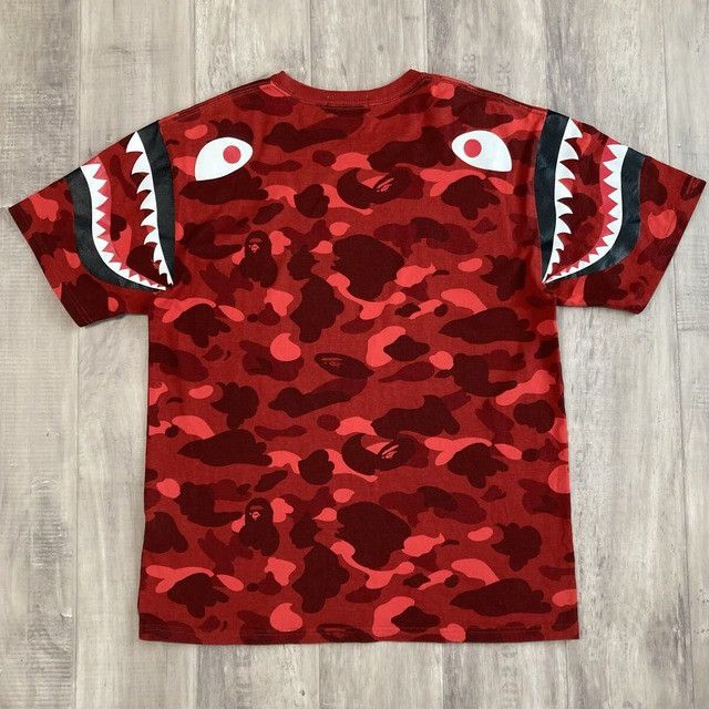 Bape BAPE Shoulder Shark T-shirt red camo a bathing ape Size US XL / EU 56 / 4 - 2 Thumbnail