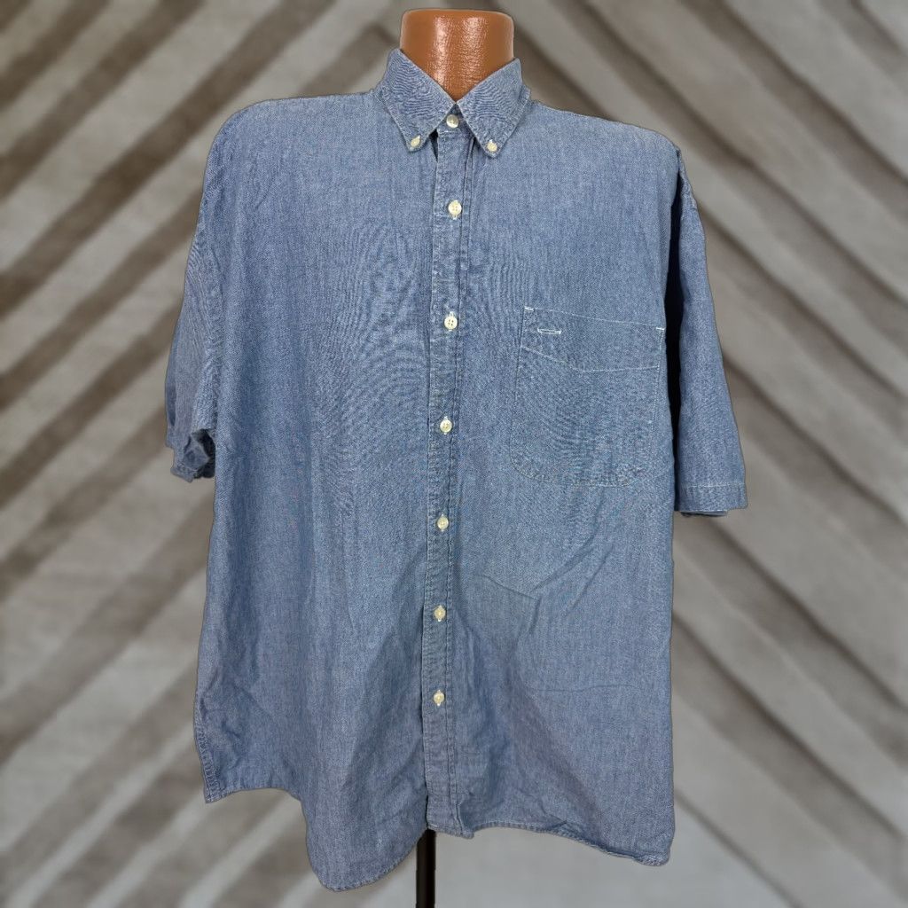 Eddie Bauer VINTAGE Eddie Bauer Chambray Shirt Men XL Oversized Blue Button-Up Casual Shirt 90s Outdoor Preppy Mens Clothing Size US XL / EU 56 / 4 - 1 Thumbnail