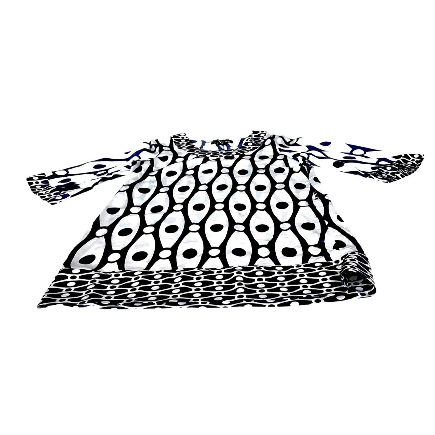 Other Antilia Femme Dress Large Midi White Navy Abstract Geometric Size L / US 10 / IT 46 - 9 Thumbnail