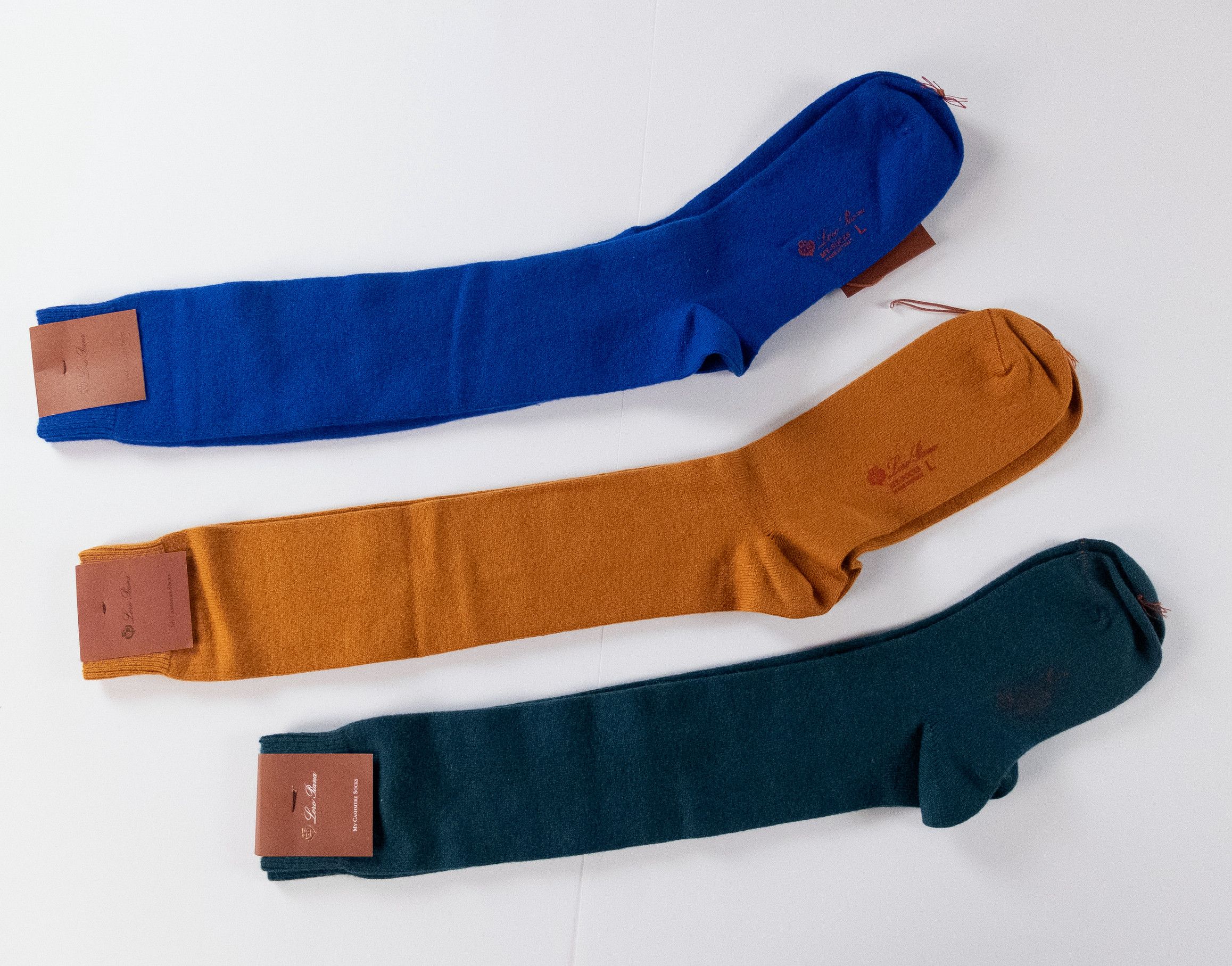Loro Piana 3 pairs LORO PIANA blue green yellow cashmere long socks L Size ONE SIZE - 1 Thumbnail