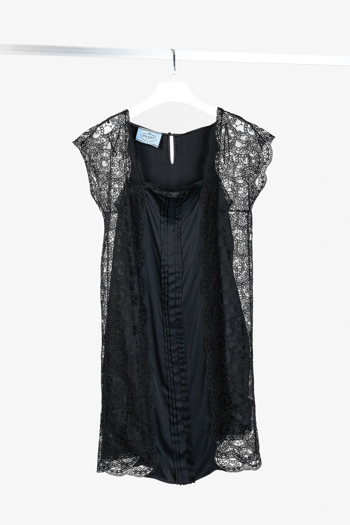 Prada Prada Black Satin Lace-Trim Slip Dress Size M / US 6-8 / IT 42-44 - 1 Thumbnail