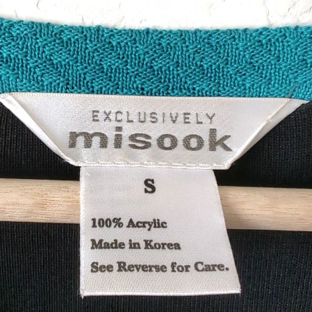 Vintage VINTAGE Exclusively MISOOK Women's Cardigan Sweater Black Open Front Small Elegant Blue Trim Classics"} Size S / US 4 / IT 40 - 3 Thumbnail