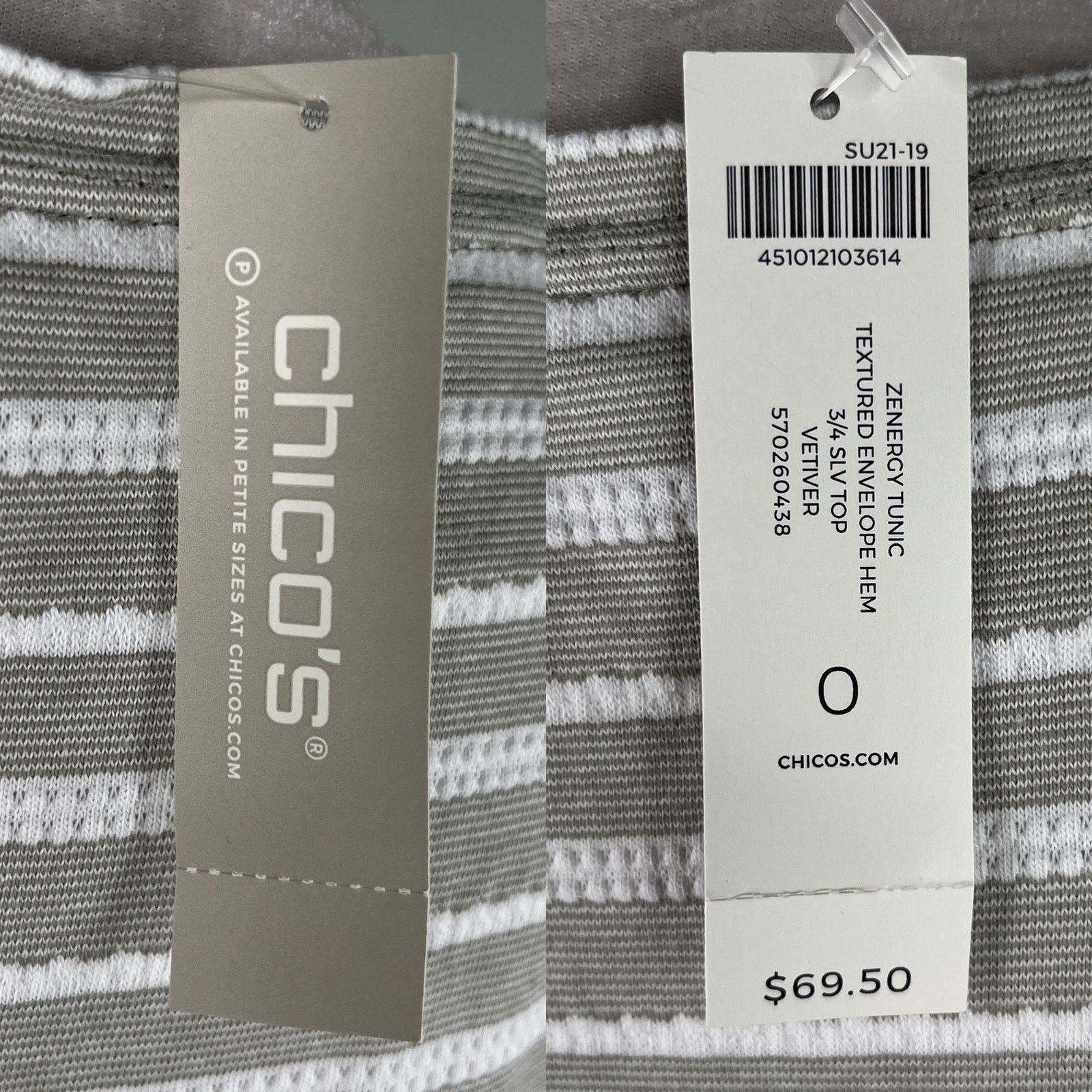 Other Chico's Zenergy Textured Top S 4-6 Gray White Stripe 0 New Size S / US 4 / IT 40 - 8 Thumbnail
