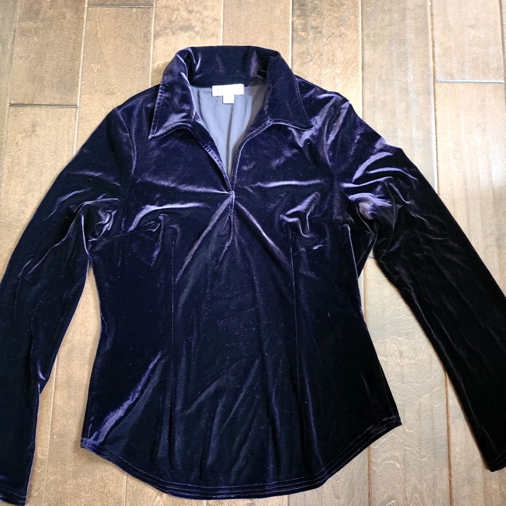 Bebe Bebe San Francisco Women's Velvet Purple Long Sleeve Blouse - Size L Size L / US 10 / IT 46 - 3 Thumbnail