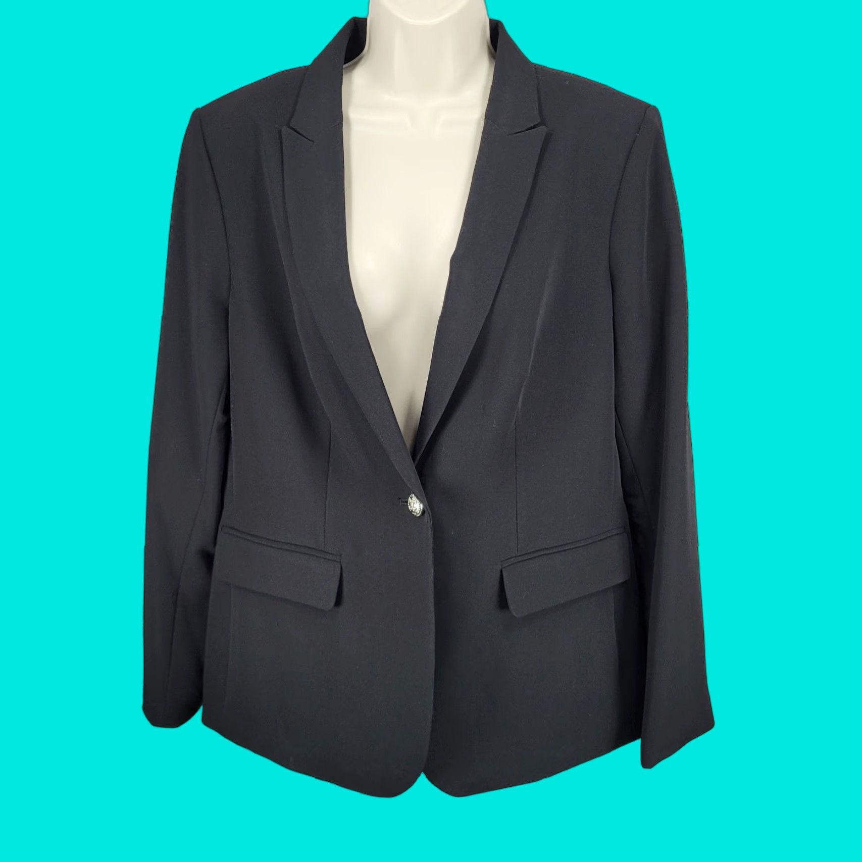 Tommy Hilfiger Tommy Hilfiger Black Stretch 1 Button Vented Peak Blazer Suit Jacket 14 Womens Size XL / US 12-14 / IT 48-50 - 1 Thumbnail