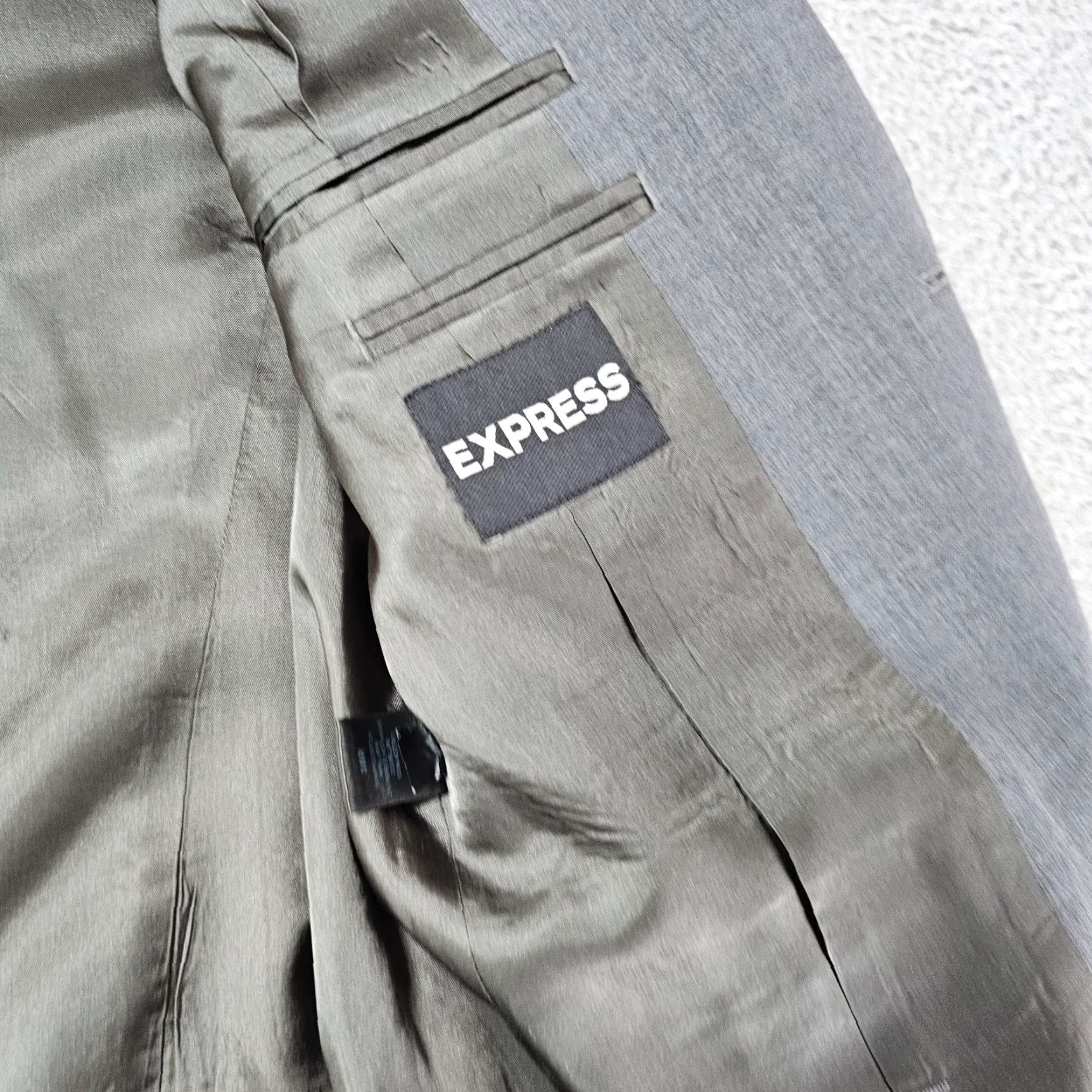 Express Express Blazer Mens 38R Grey Performance 2 Button Double Vent Sport Coat Jacket Size 38R - 6 Thumbnail