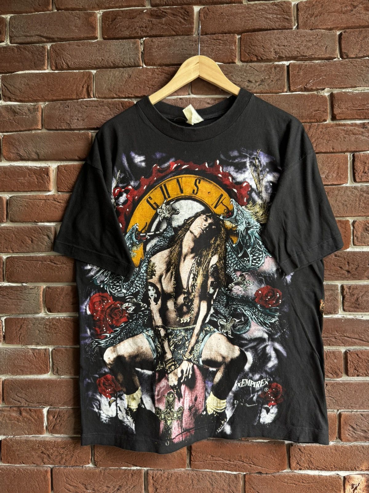 Vintage 90s Rare Guns N Roses AXL Rose AOP empire Band Tee