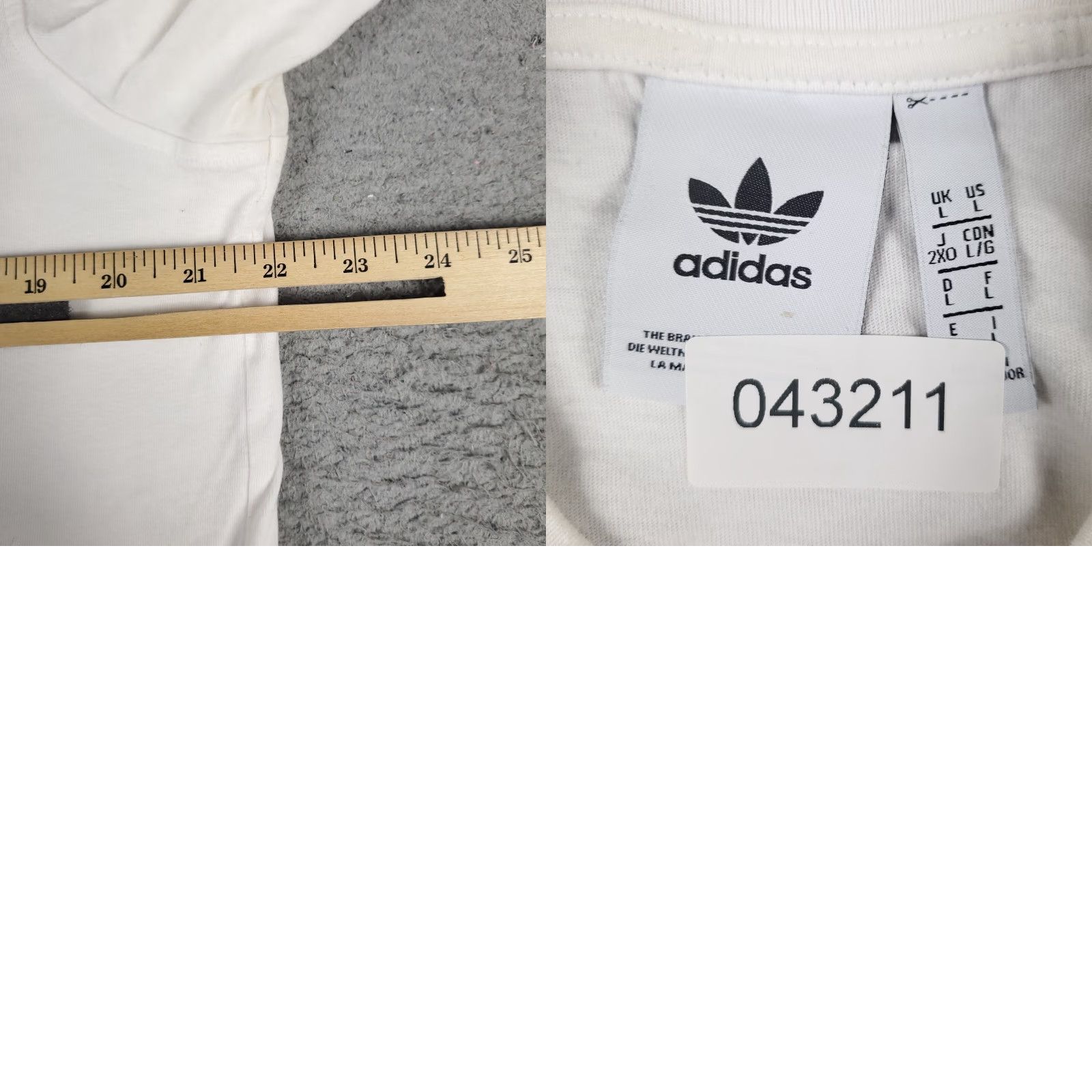 Adidas Adidas T-Shirt Mens Large White Logo Casual Short Sleeve Regular Fit Sports Size US L / EU 52-54 / 3 - 8 Thumbnail