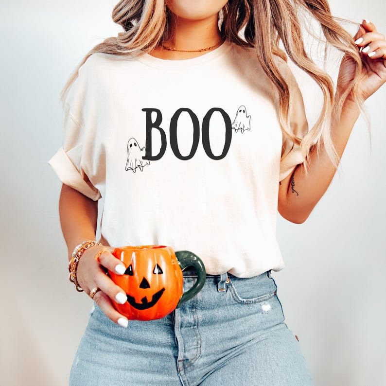 Designer Boo Shirt, Spooky Ghost Shirt Size M / US 6-8 / IT 42-44 - 1 Thumbnail