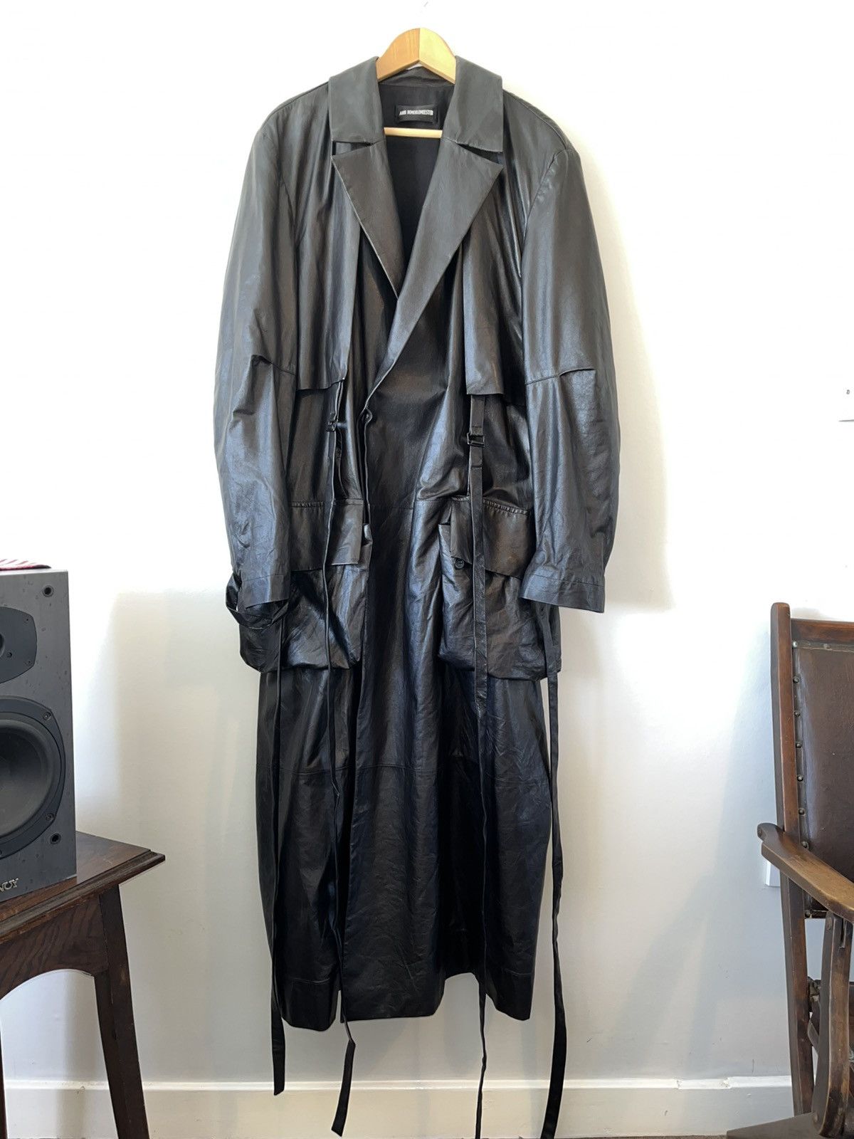 Vintage Demeulemester Belted Leather Trench Ann Demeulemeester