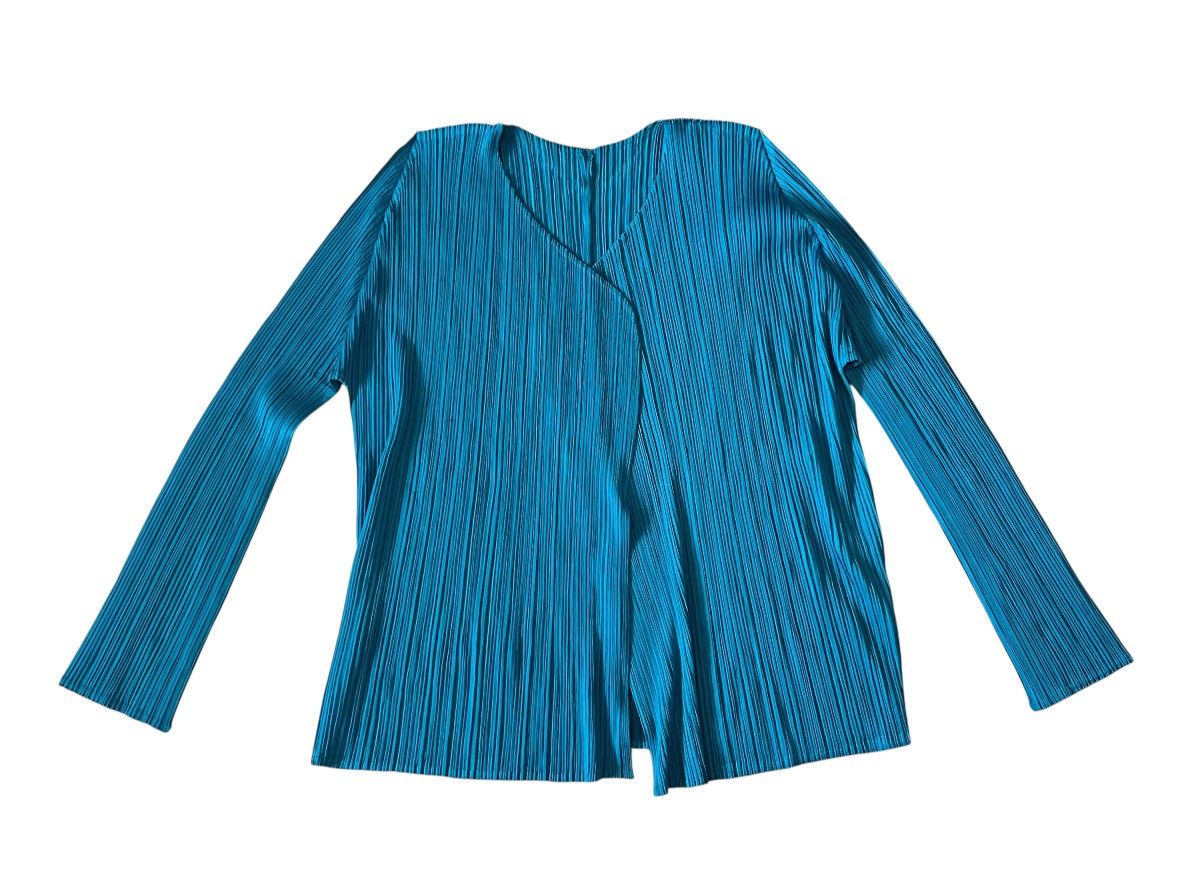 Issey Miyake Vintage issey miyake pleats please blue cardigan Size S / US 4 / IT 40 - 1 Thumbnail
