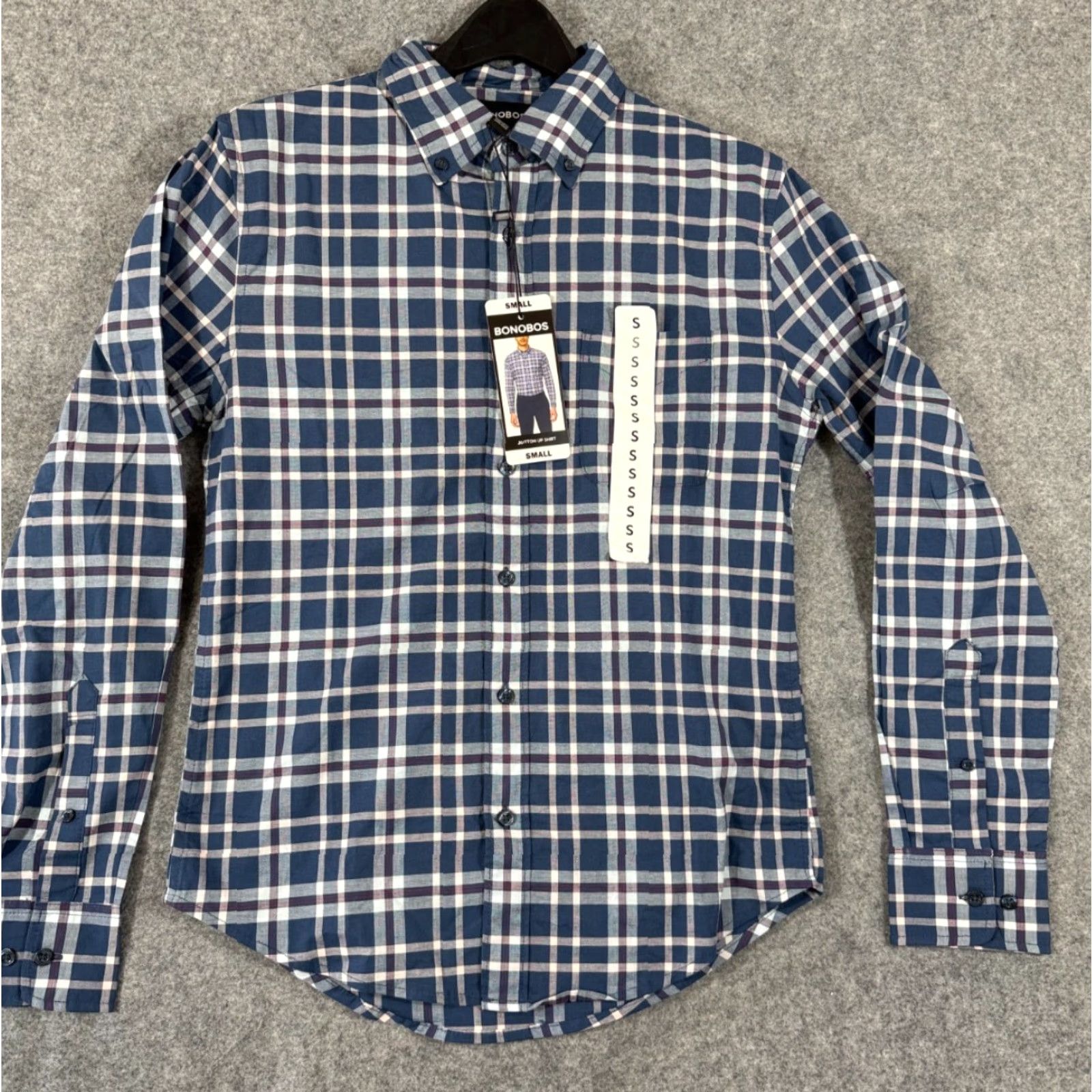 Bonobos Bonobos Button Up Shirt Mens Small Blue White Plaid Stretch Long Sleeve NWT Size US S / EU 44-46 / 1 - 2 Thumbnail