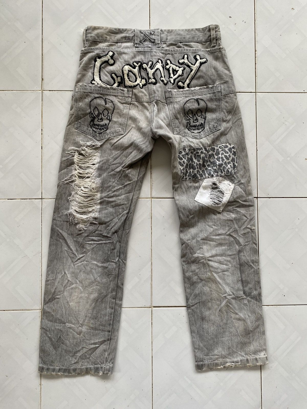 Japanese Brand Candy Stripper Patchwork Distressed Dope Jeans Size US 30 / EU 46 - 2 Thumbnail
