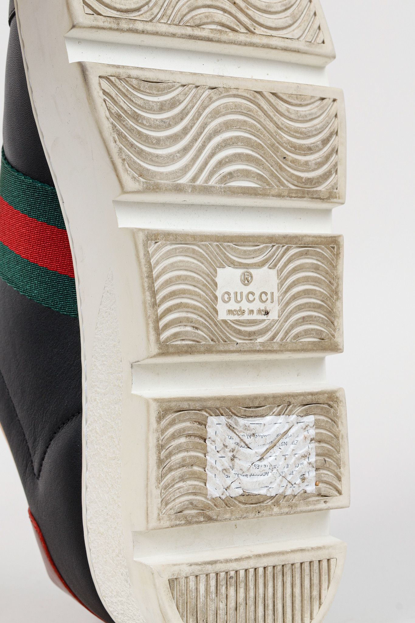 Gucci Gucci Ace Web Gold Bee Black Leather White Platform Sneaker Size US 9.5 / IT 39.5 - 5 Thumbnail