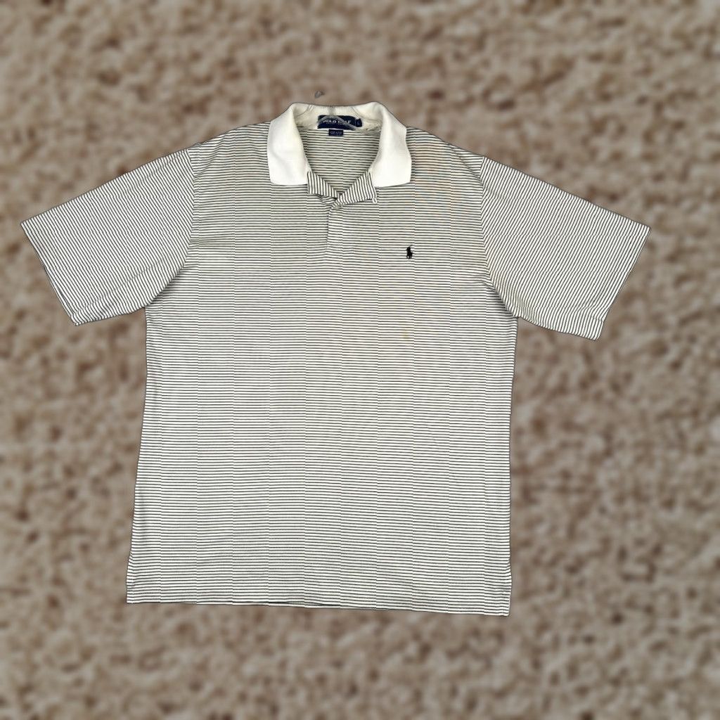 Ralph Lauren VINTAGE Ralph Lauren Polo Shirt Men Large White Stripe 100% Cotton Slim Fit Mens Large White Stripe Polo Shirt 100% Cotton Ralph Lauren 70s 80s Golf Size US L / EU 52-54 / 3 - 1 Thumbnail