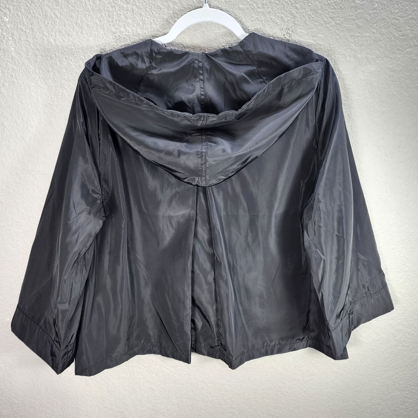 Vintage Hilary Radley for Katherine Barclay Rescue Black A-line Cropped Hooded Jacket M Women Plus Polyester Jacket Hooded Size M / US 6-8 / IT 42-44 - 3 Thumbnail