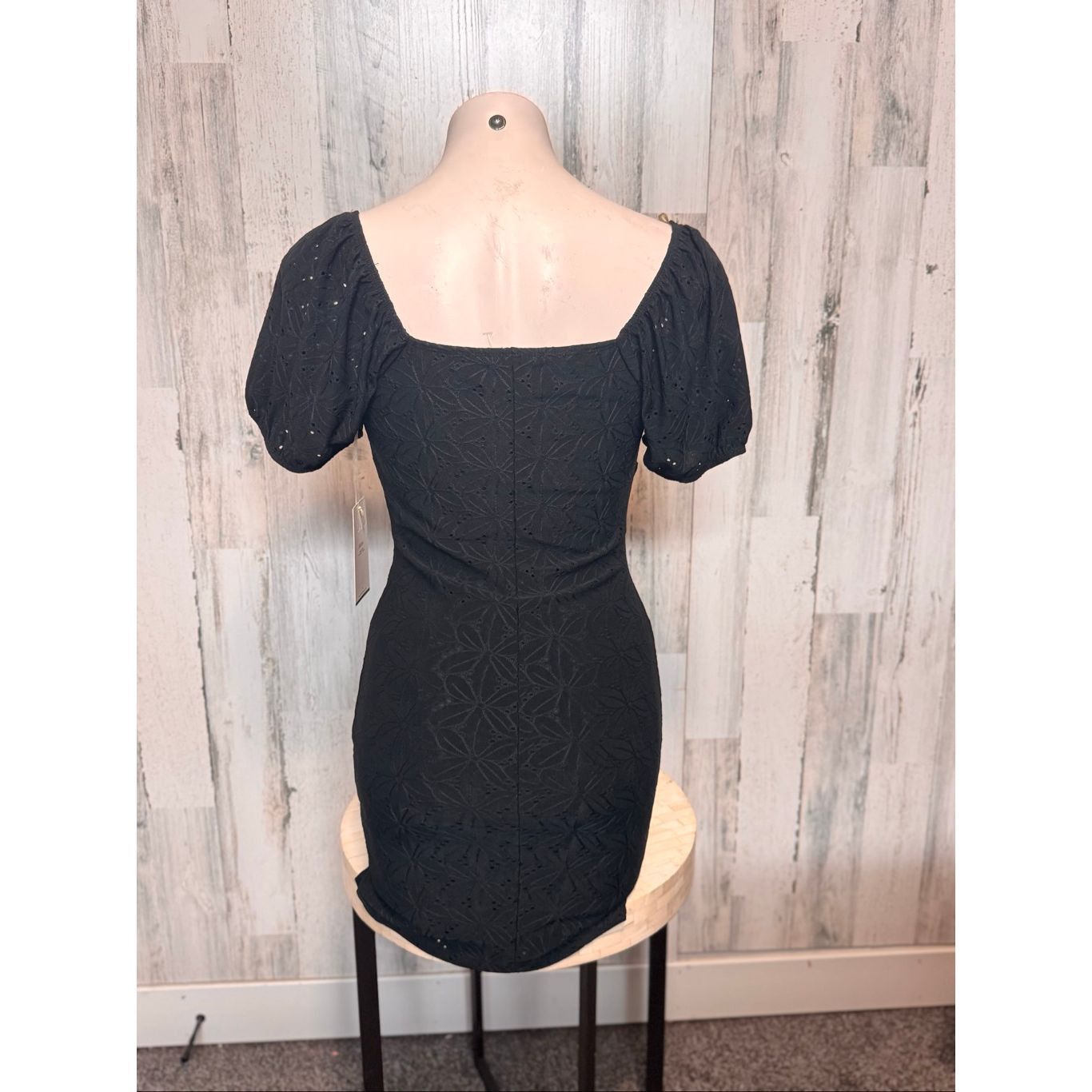 Other Blishe Black Puff Sleeve Mini Dress | Eyelet Lace Sweetheart Size M / US 6-8 / IT 42-44 - 10 Thumbnail