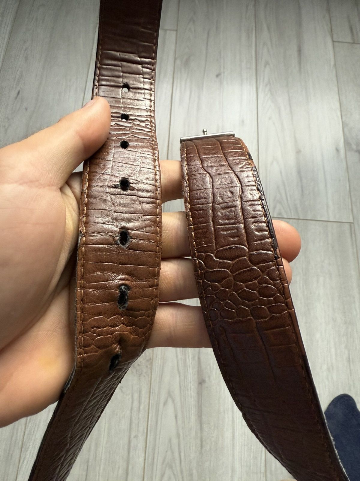 Leather Aligator skin leather belt Size ONE SIZE - 7 Thumbnail