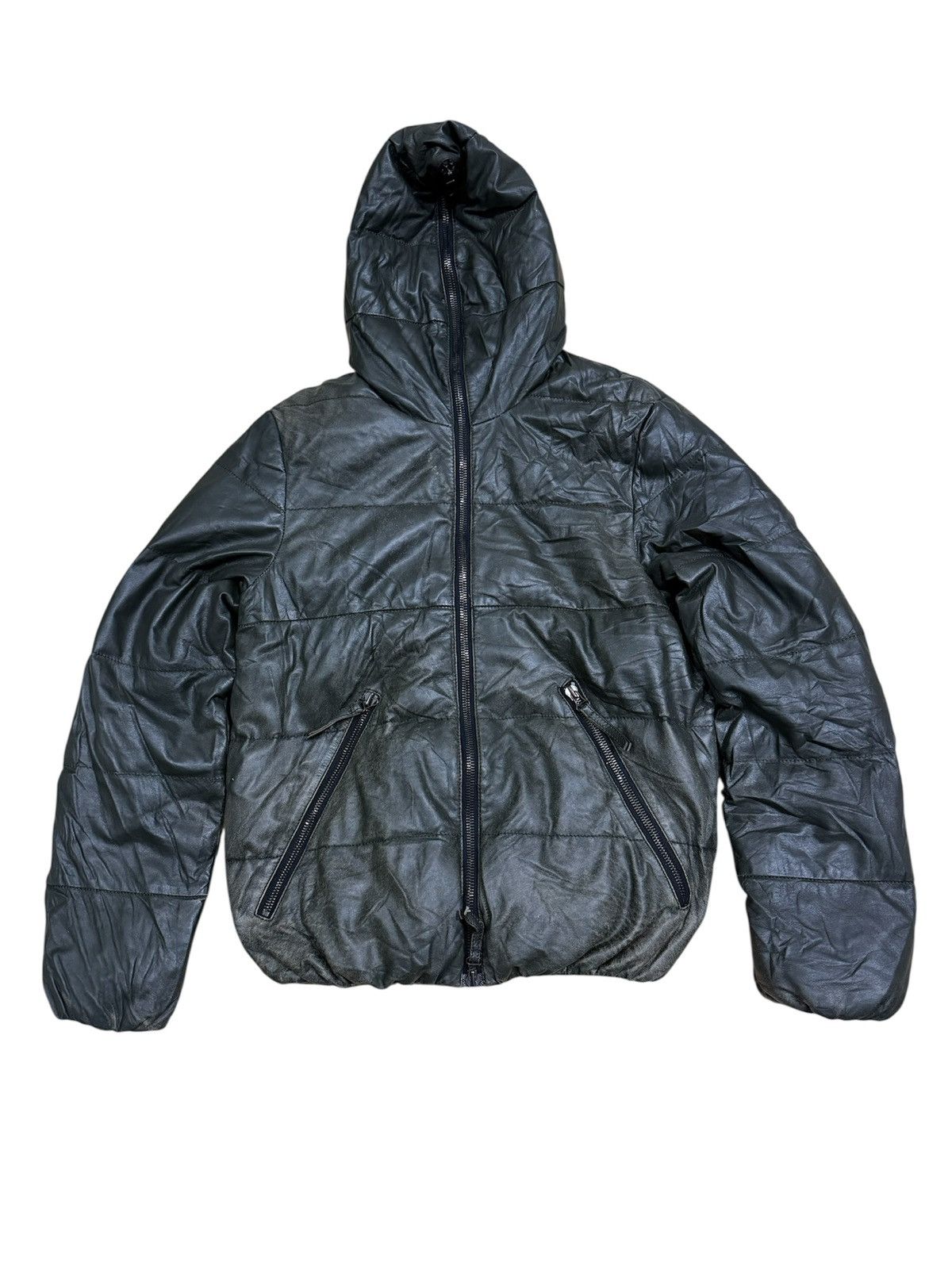 DUVETICA FULL ZIPPER LEATHER PUFFER JACKET