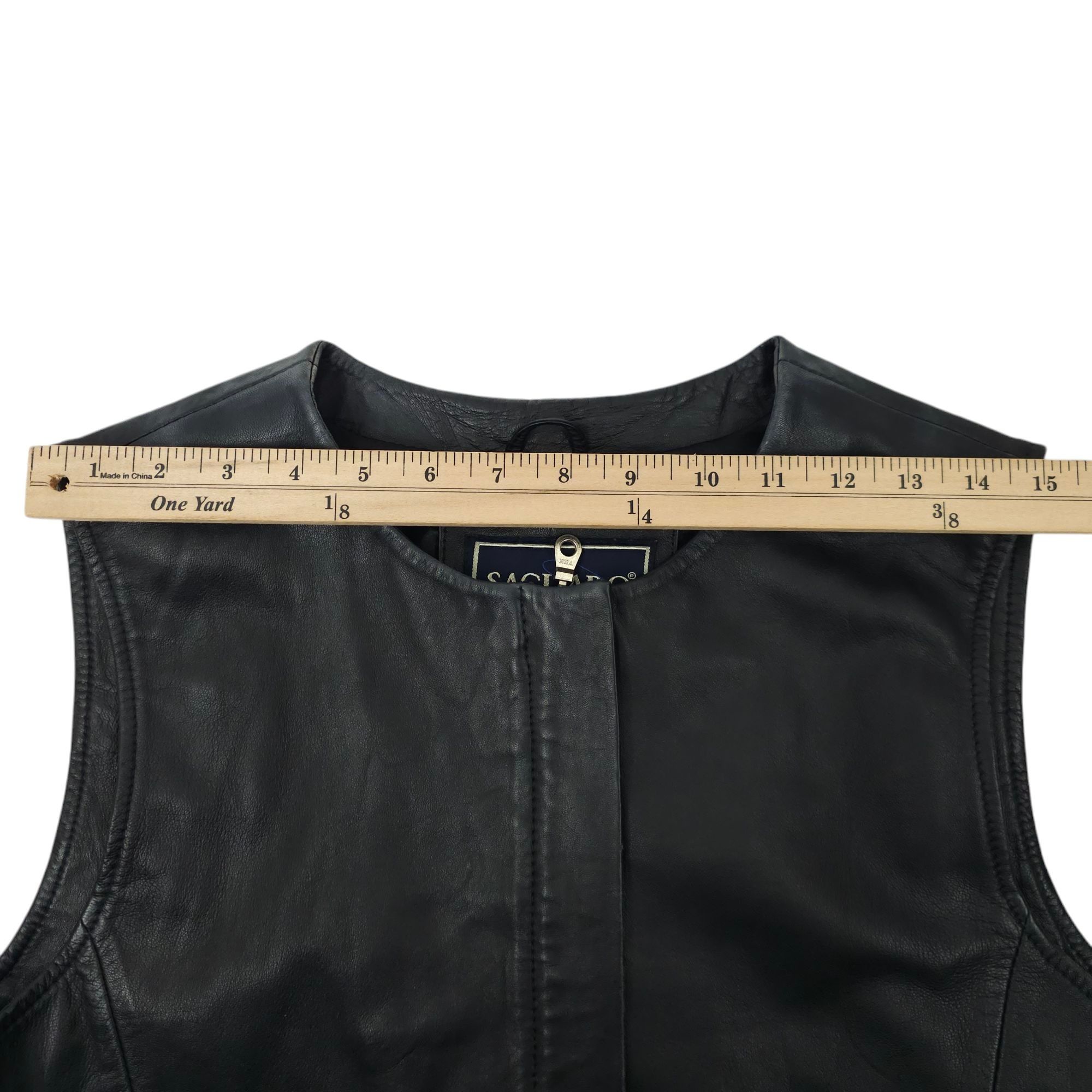 Other Saguaro Black Leather Vest Womens Size L Placket Covered Zip Size L / US 10 / IT 46 - 8 Thumbnail