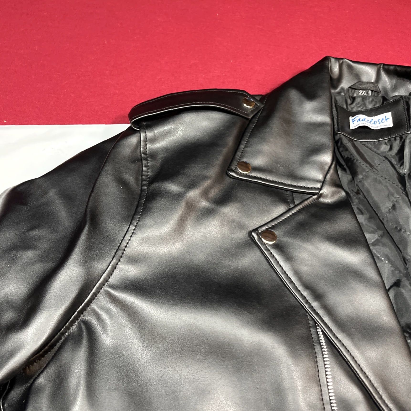 Vintage VINTAGE Motorcycle Jacket Mens 2XL Black Faux Leather Moto Biker Zip Pockets FADCLOSET Size US XXL / EU 58 / 5 - 7 Thumbnail
