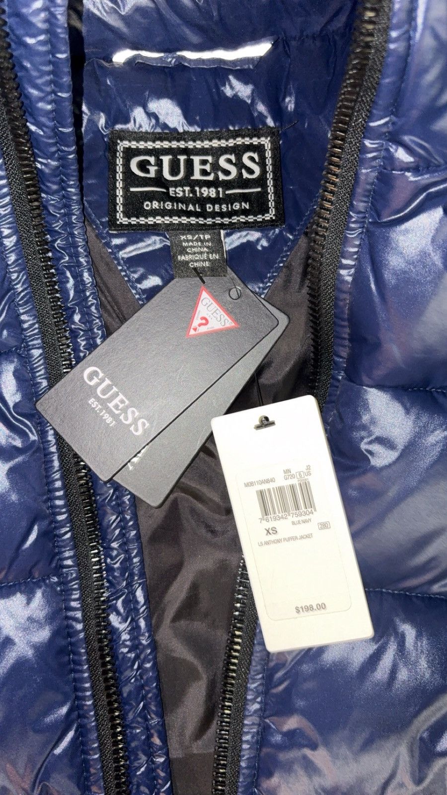 Guess GUESS Blue Puffer Jacket (With Detachable Hood) Size US XS / EU 42 / 0 - 5 Thumbnail