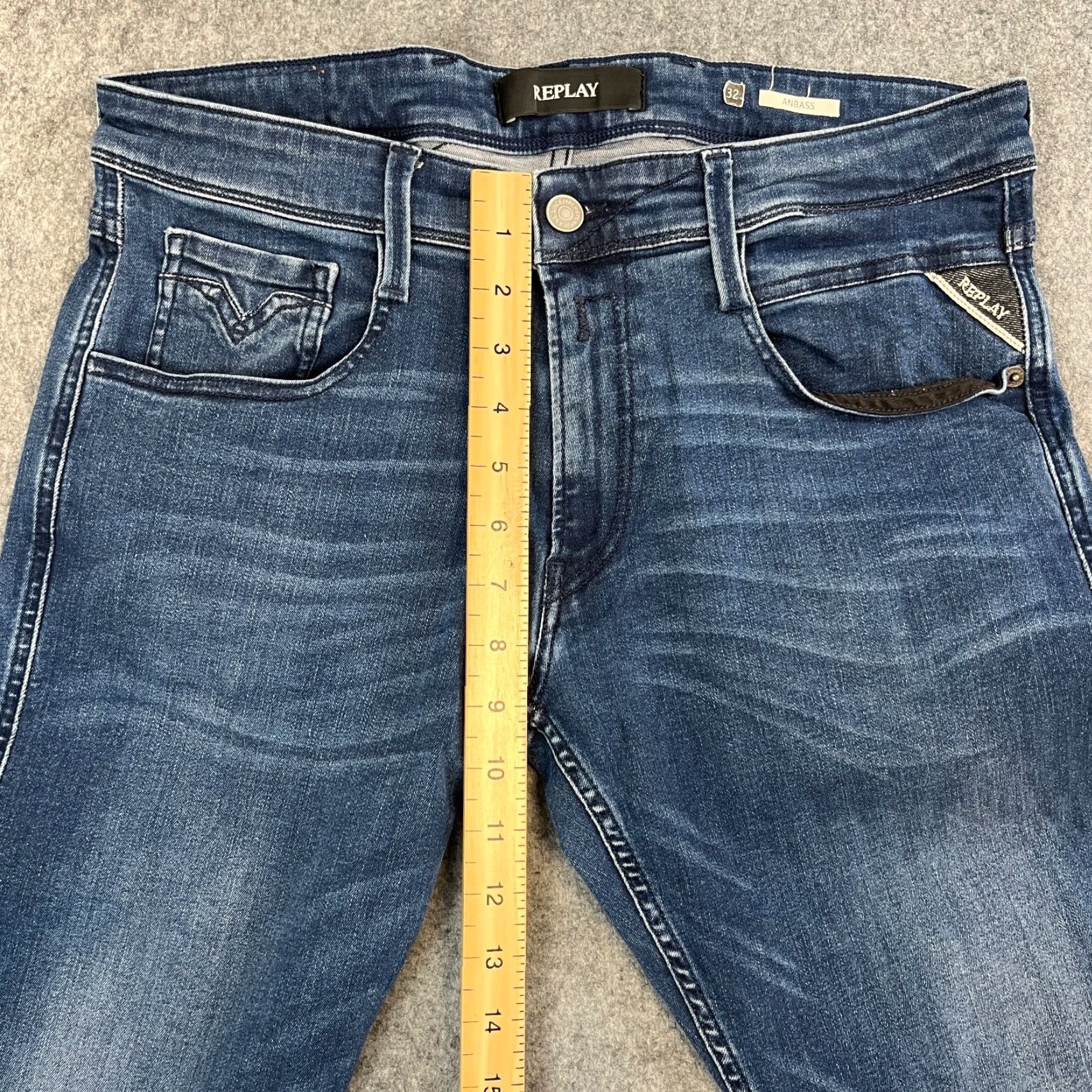 Replay Replay Anbass Mens Jeans Slim Skinny 32 Dark Wash Blue Stretch Denim 5-Pocket Brand: Replay Anbass Slim Fit Jeans Mens 32 in Blue Dark Wash Size US 32 / EU 48 - 5 Thumbnail