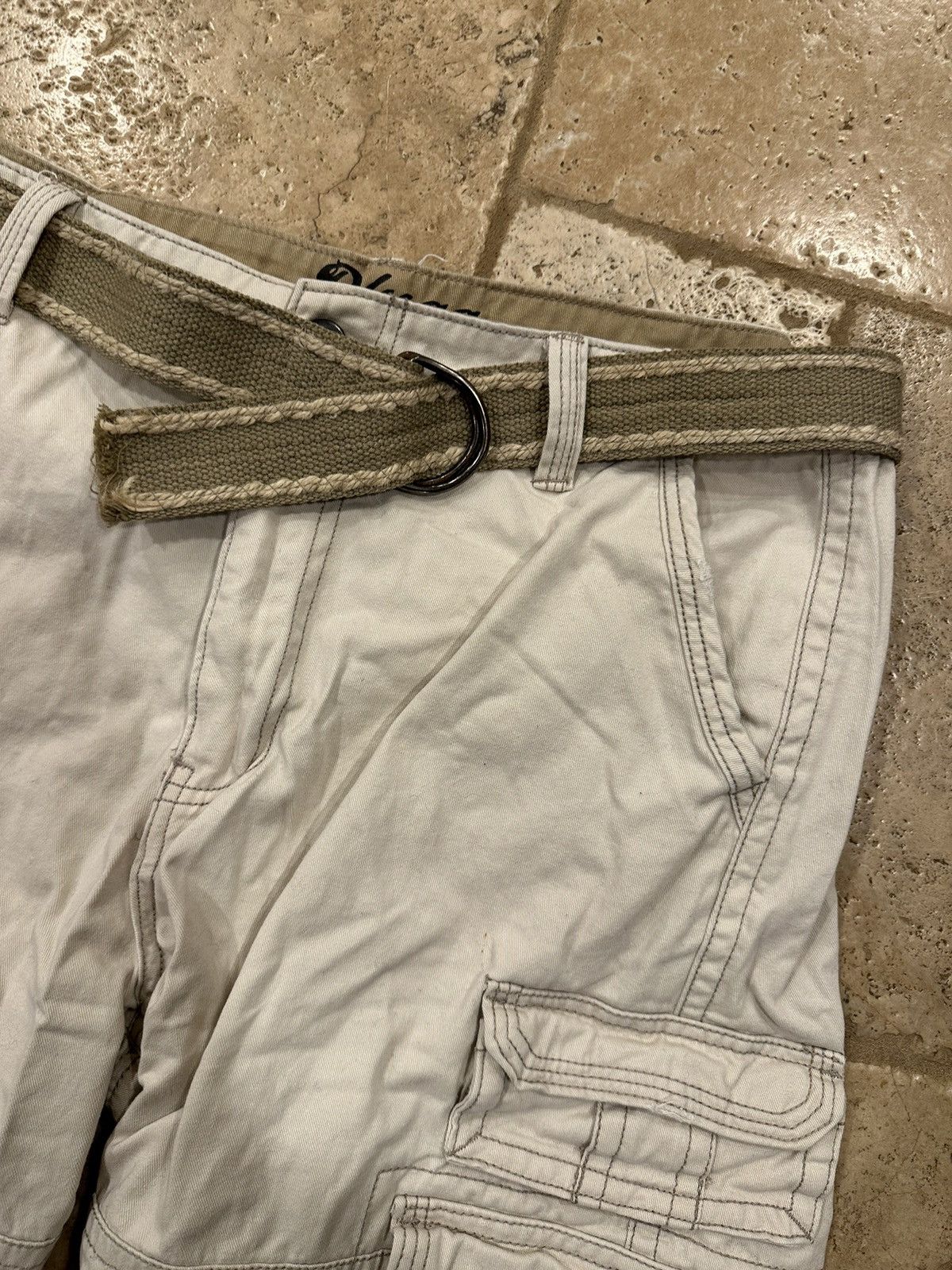 Vintage Vintage Plugg Dirty White Cargo Shorts with Belt Size US 36 / EU 52 - 3 Thumbnail