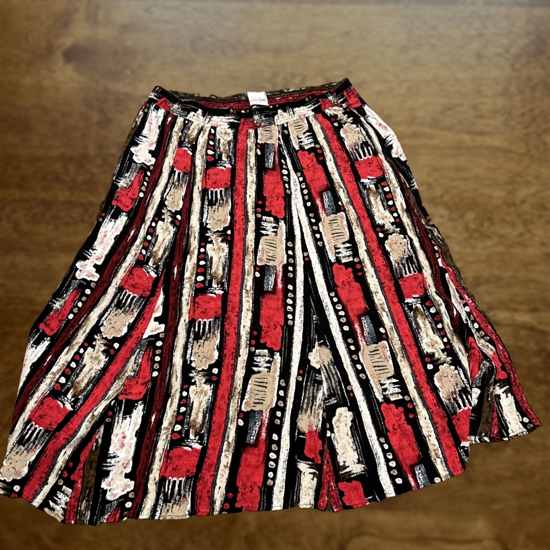 Vintage Jessica Scott Womens Size 26W Rayon Skirt Red B15 Size 26" / US 2 / IT 38 - 1 Thumbnail