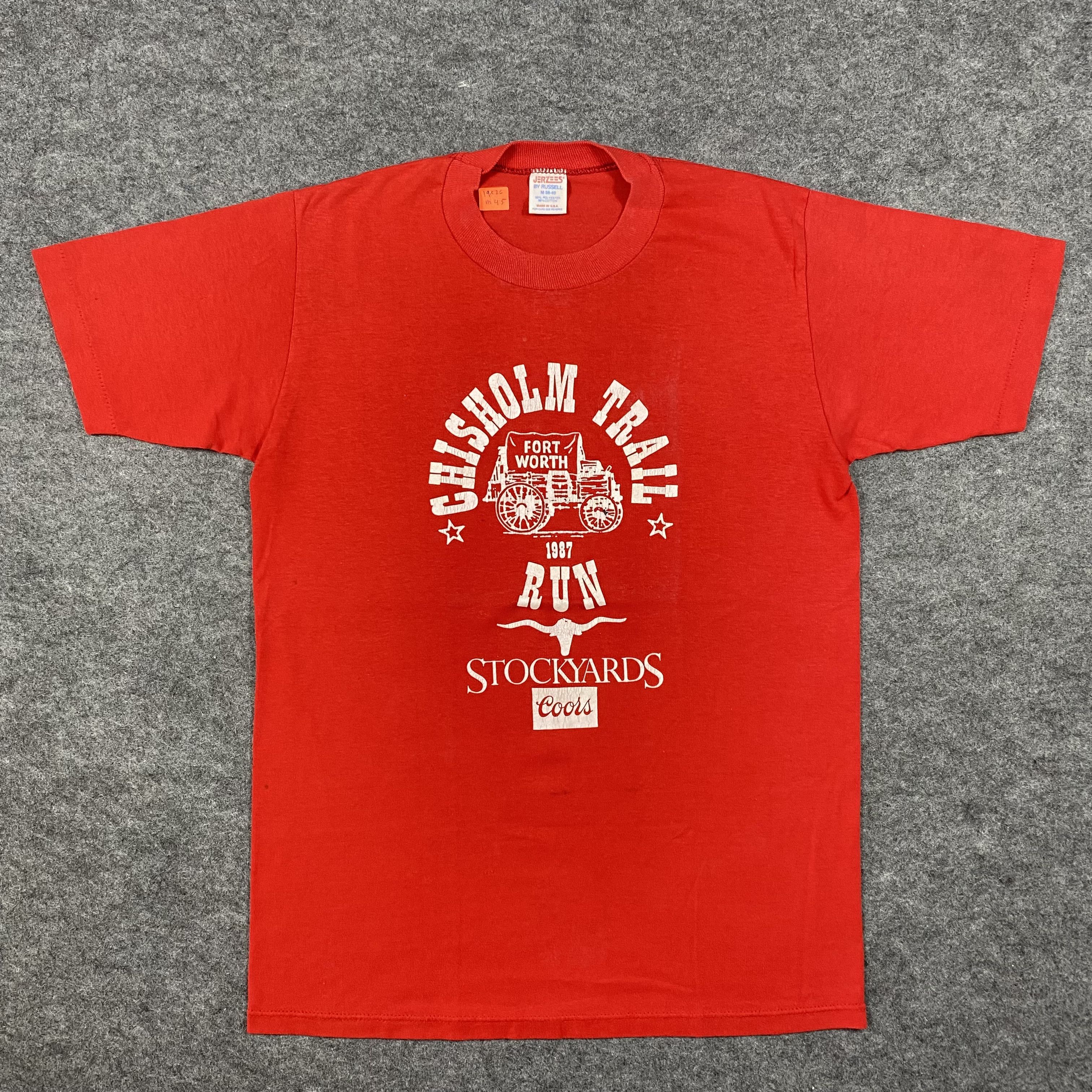 Jerzees Vintage 1987 Chisholm Trail Run Fort Worth Coors TSHIRT-M045 Size US M / EU 48-50 / 2 - 1 Thumbnail