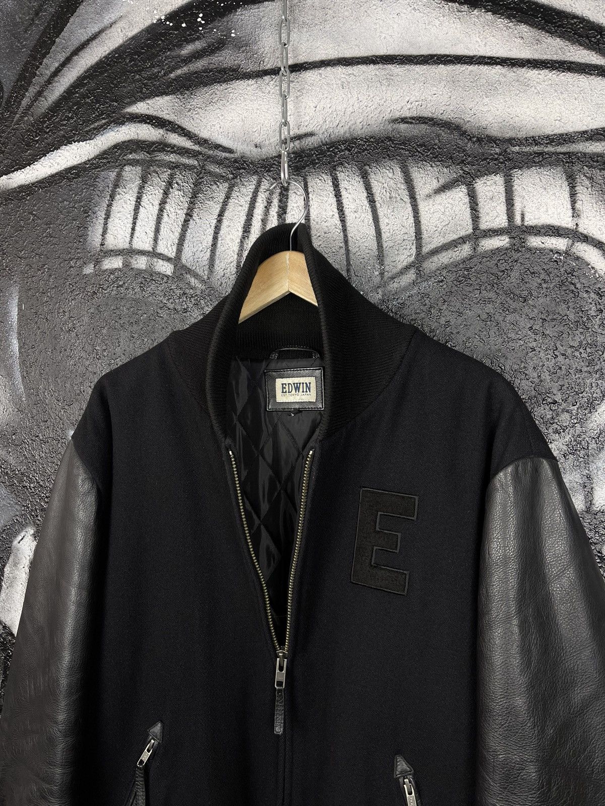 Edwin Edwin Wool/Leather Baseball Bomber Jacket Size L Size US L / EU 52-54 / 3 - 5 Thumbnail