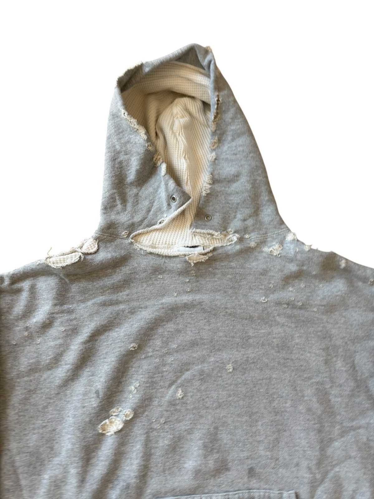 READYMADE *RARE* READYMADE JAPAN DOUBLE FACE THERMAL DISTRESSED HOODIE Size US XXL / EU 58 / 5 - 8 Thumbnail