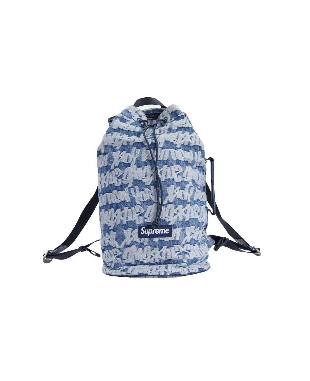 Supreme Supreme SS22 Fat Tip Jacquard Denim Backpack Blue Rucksack Size ONE SIZE - 6 Thumbnail