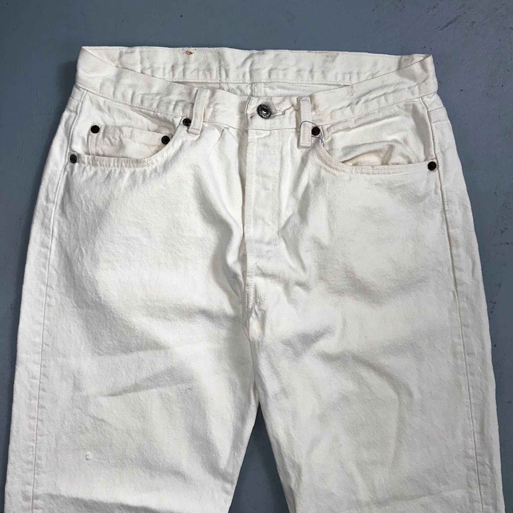 Levi's VINTAGE Levi's 501 Straight Leg Jeans White Light Wash 34x32 90s USA Mens Size US 34 / EU 50 - 2 Thumbnail