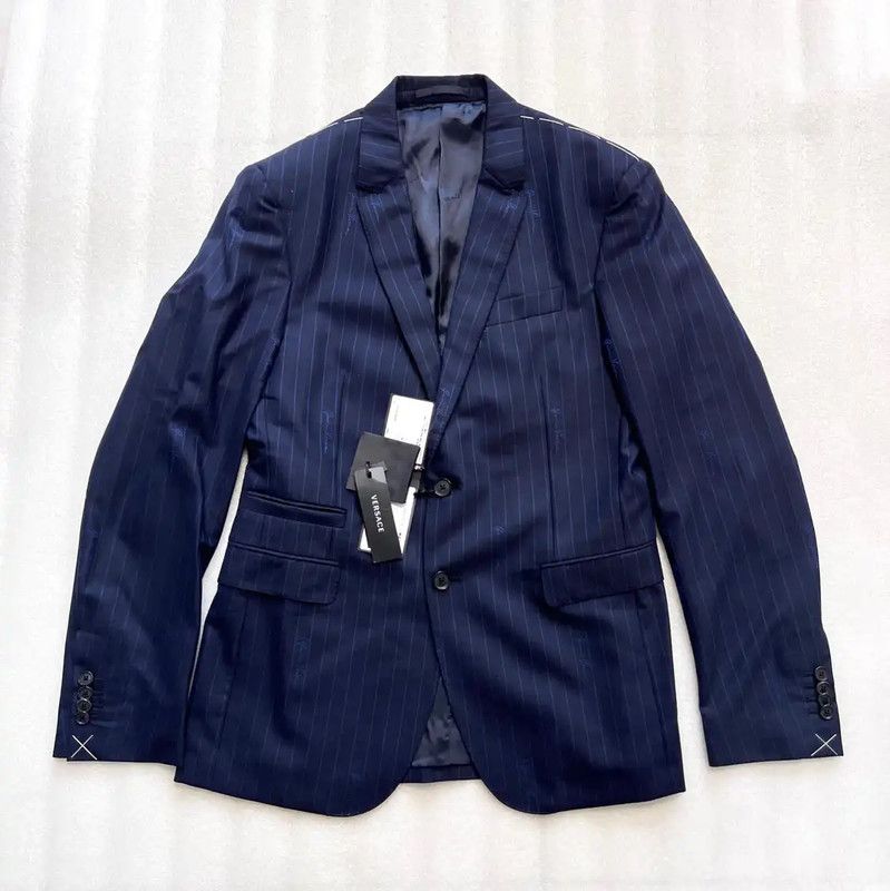 Versace Versace Men's Navy Wool Long Sleeve Jacket 0089 Size US M / EU 48-50 / 2 - 1 Thumbnail