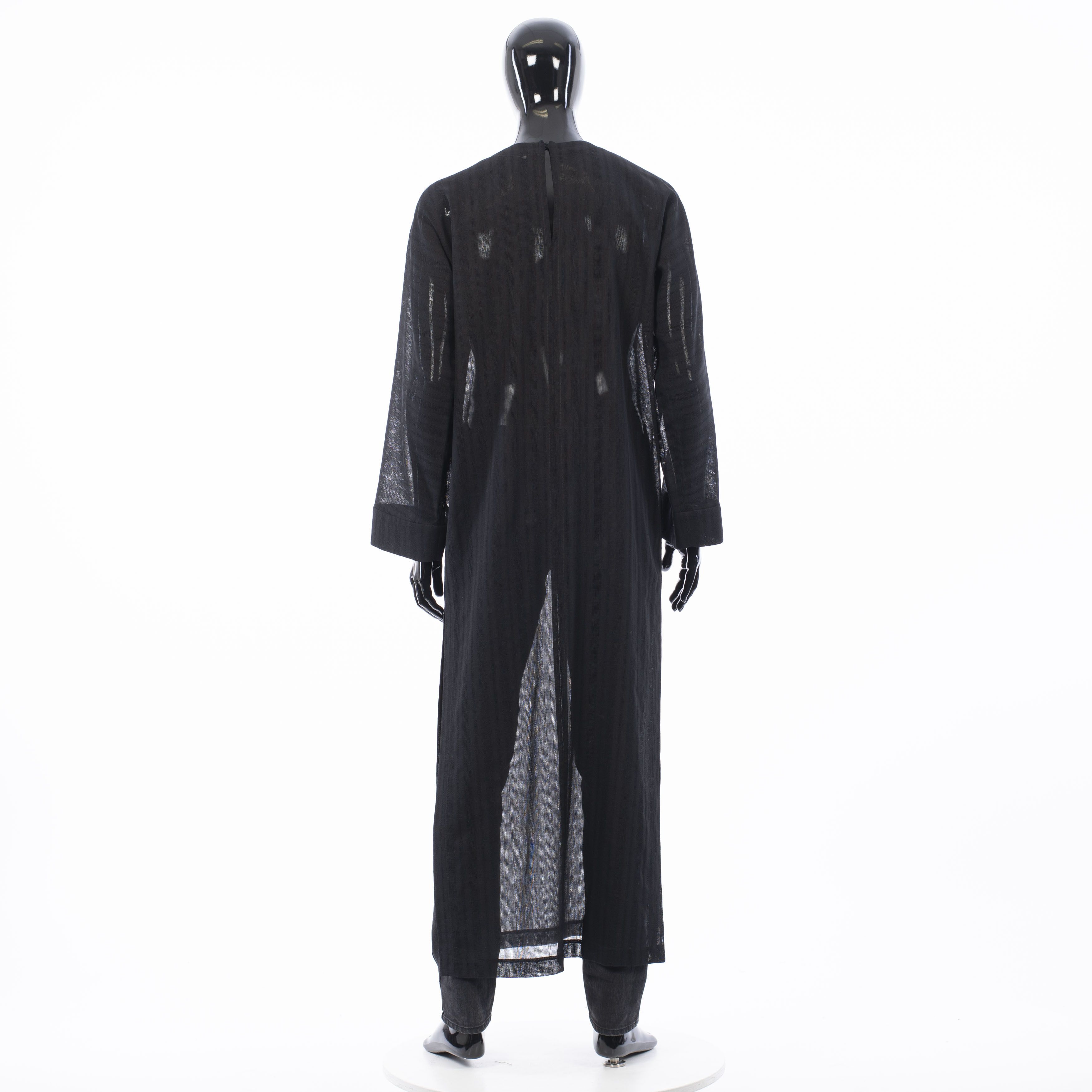 Saint Laurent Paris Long Djellaba In Black Striped Wool Gauze Size 44R - 5 Thumbnail