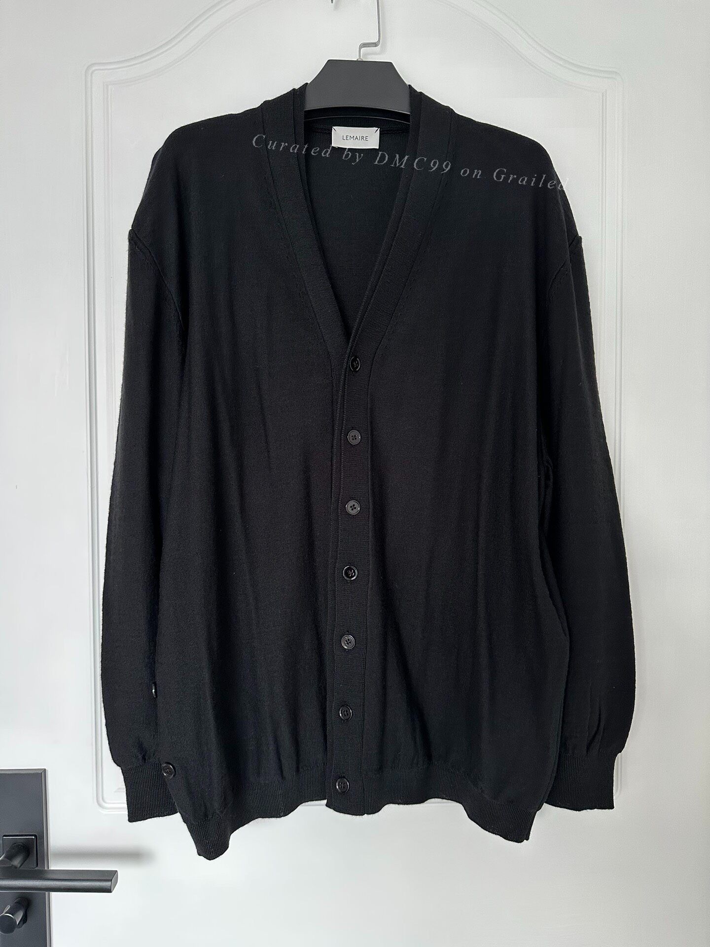 LEMAIRE Black Layered Wool Knit Cardigan