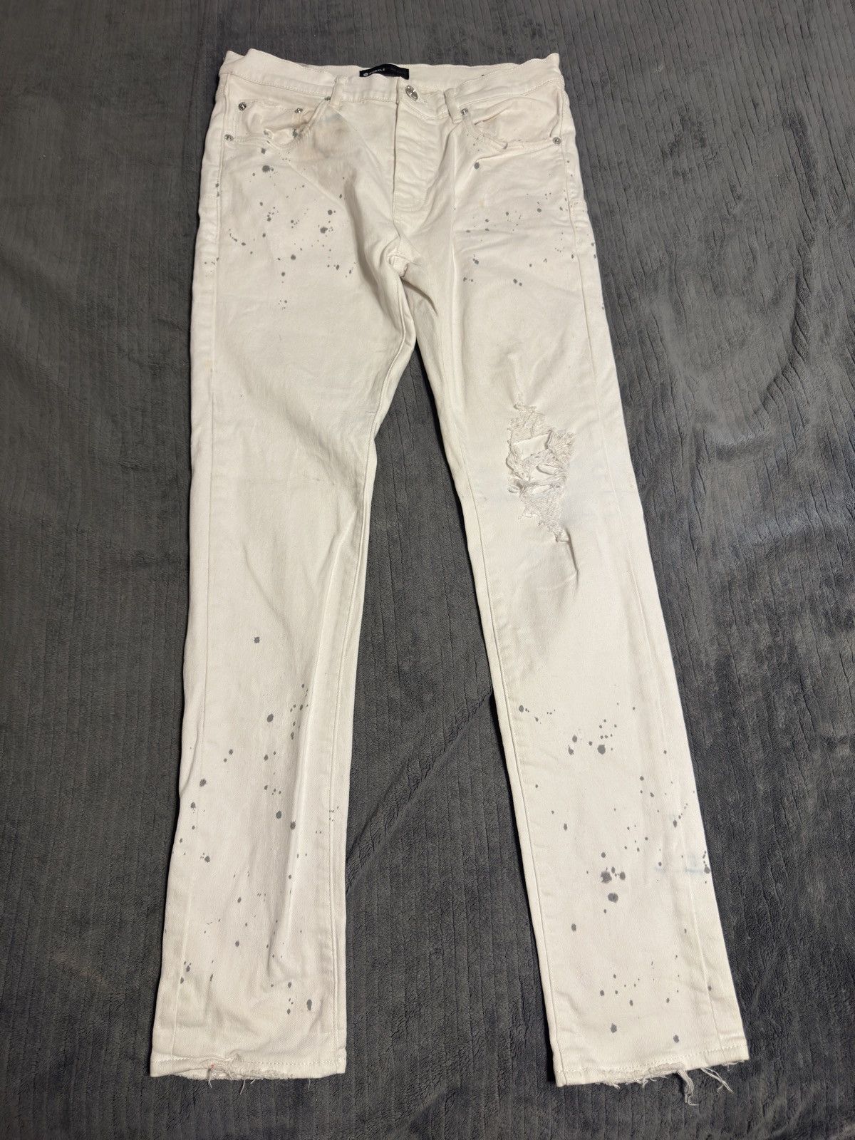 Purple Brand Purple Brand Stitched White Denim Jeans Sz 33 | Grailed
