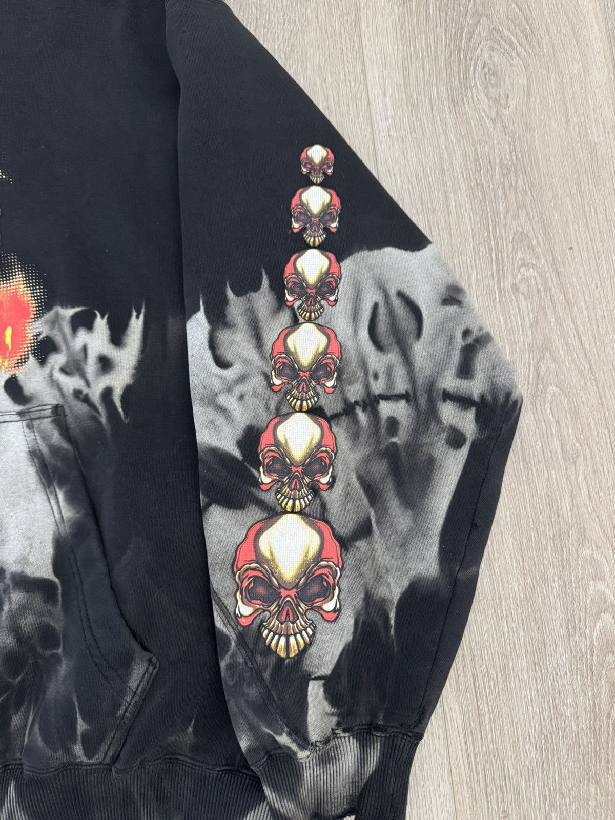 JNCO Y2K JNCO Jeans Skull Sleeve Graphic Hoodie / Sunfaded Vtg Size US L / EU 52-54 / 3 - 4 Thumbnail