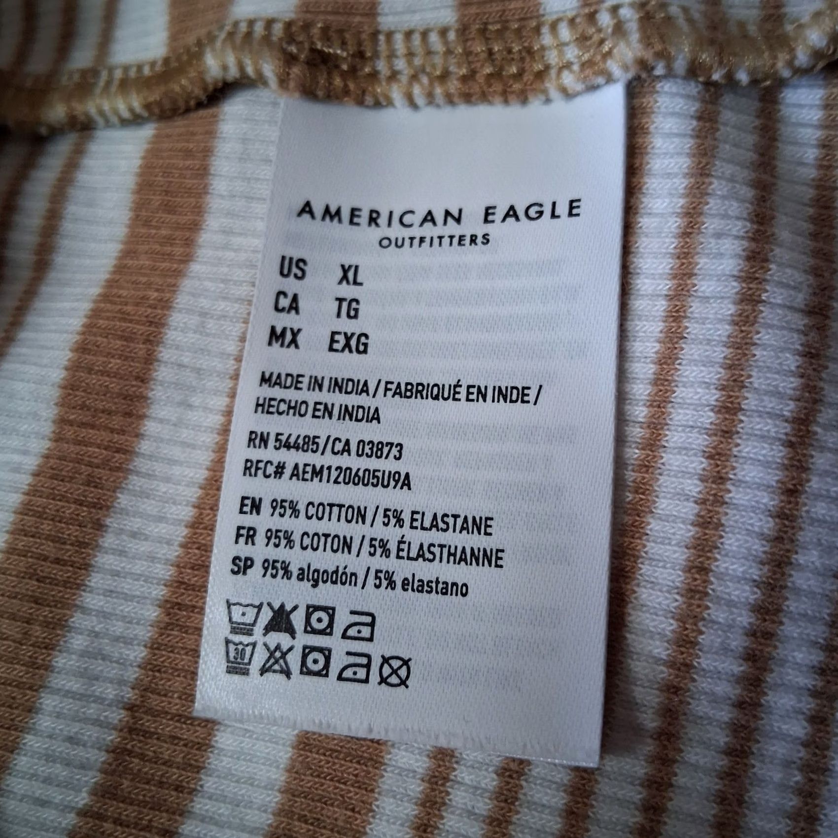 American Eagle Outfitters VINTAGE American Eagle Outfitters Tank Dress XL Ribbed Knit Sundress Spaghetti Strap Tan Striped Size XL / US 12-14 / IT 48-50 - 5 Thumbnail