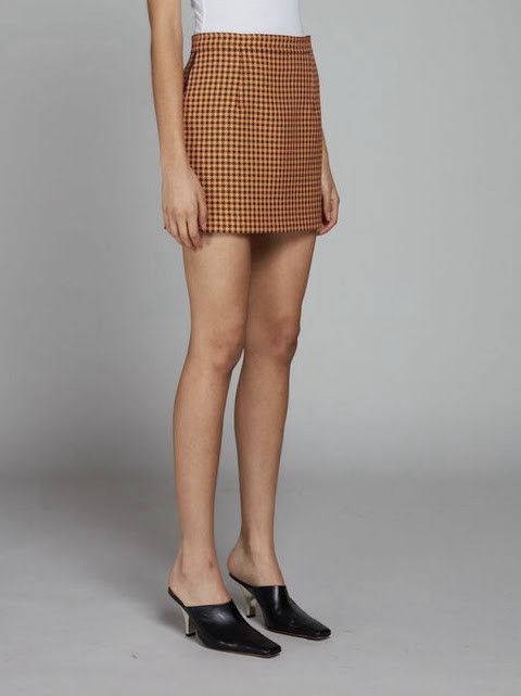 Marni o1w1db11024 Plaid Mini Skirt in Orange & Black Size 30" / US 8 / IT 44 - 2 Thumbnail