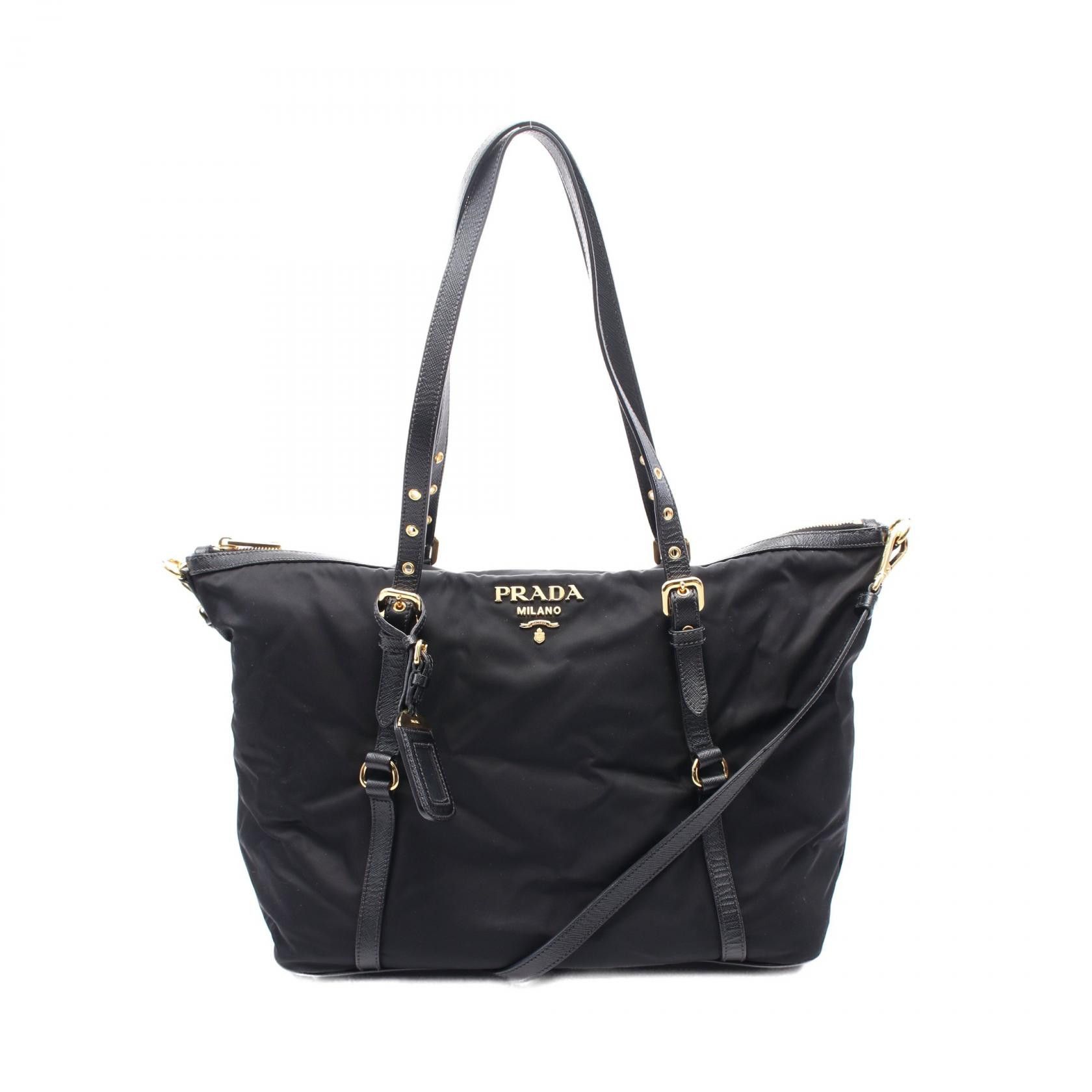 Prada Prada Tessuto Saffiano Tessuto+Saffiano Tote Bag 1Bg253 Leather Tote Bag 1Bg253 in Black, Women's