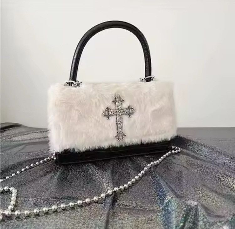 Other Y2K Plush Chain Crossbody Bag – PU Leather Mini Bag Size ONE SIZE - 5 Thumbnail