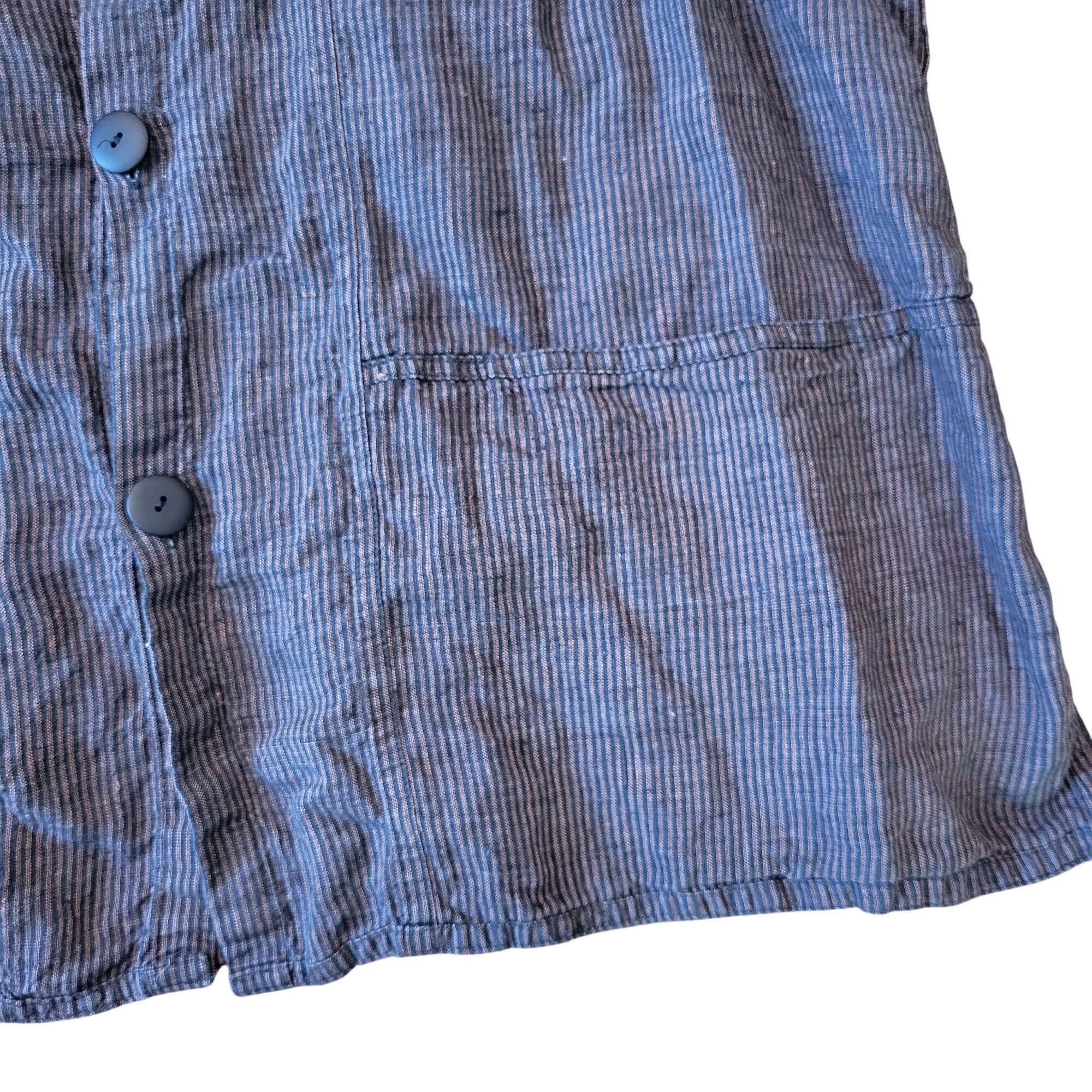 FLAX Flax Angelheart L Black Gray Stripe Linen Button Up Jacket P Size L / US 10 / IT 46 - 5 Thumbnail