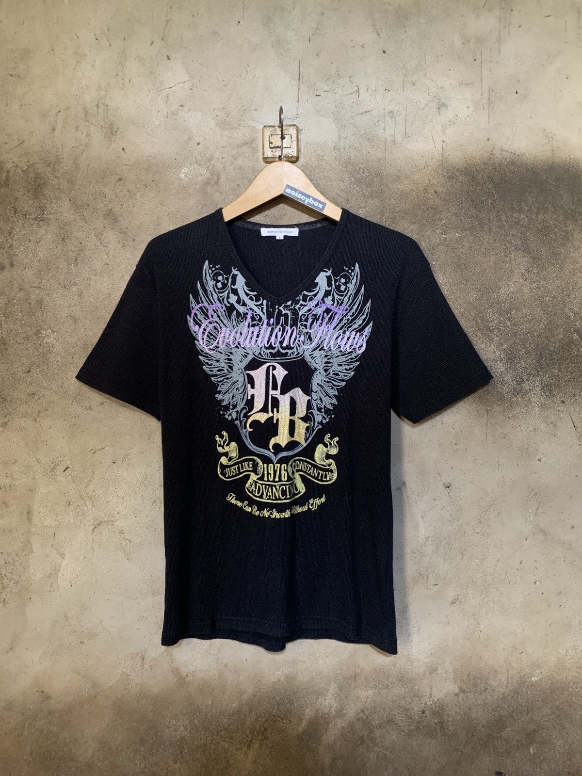 image of If Six Was Nine x Semantic Design Semanticdesign V Neck Wing Tee in Black, Men's (Size Large)