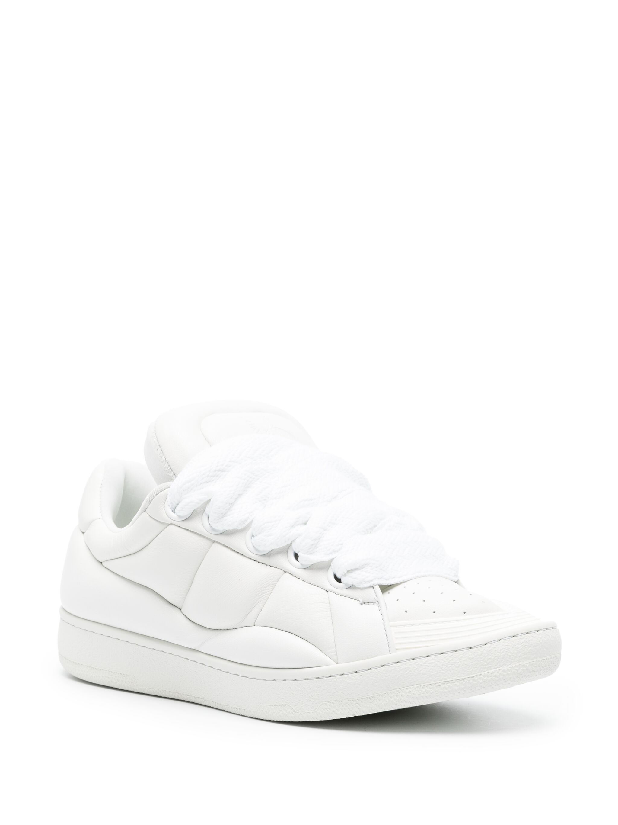 Lanvin o1w1db11124 Curb Leather Sneakers in White Size US 7 / EU 40 - 2 Thumbnail