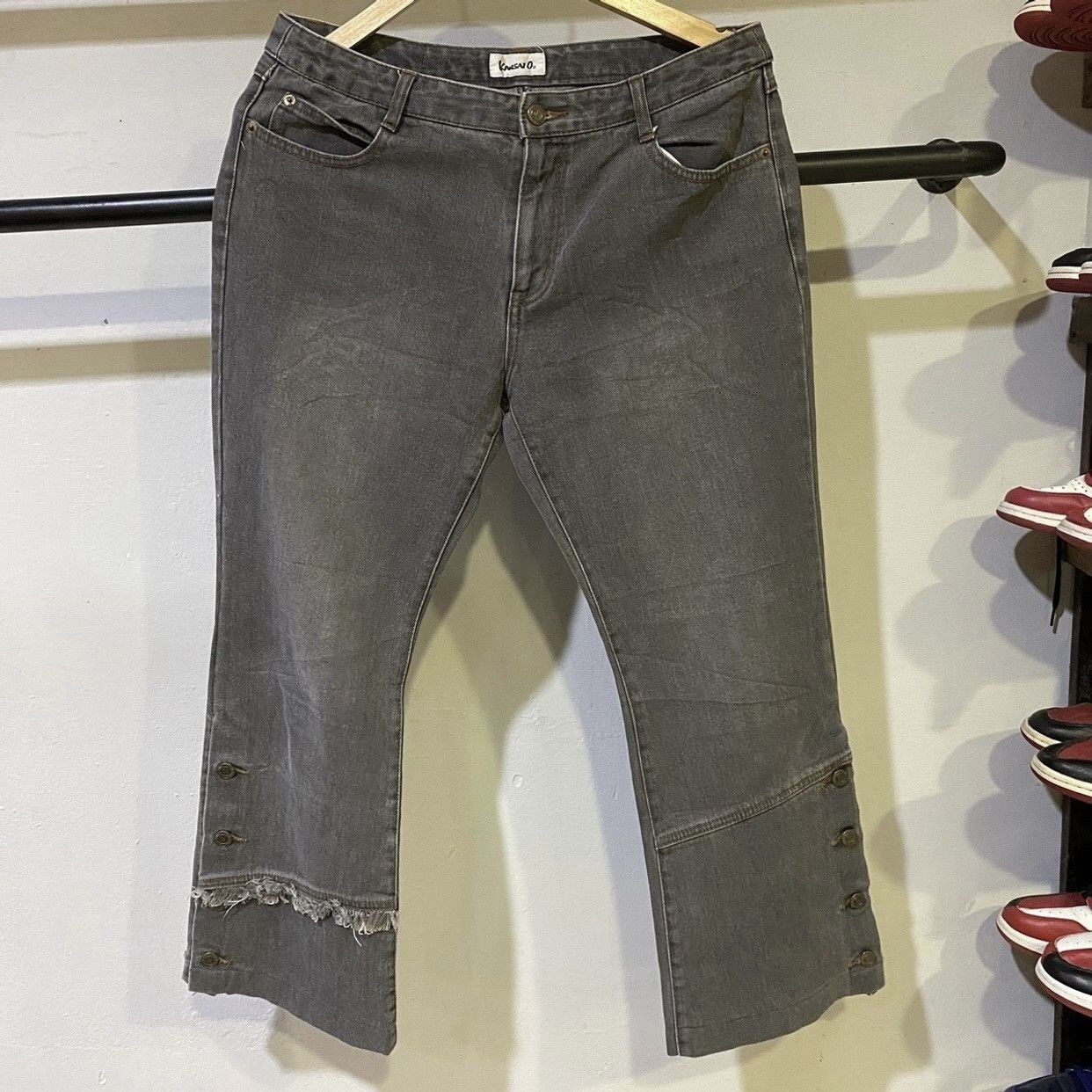 Kansai Yamamoto Kansai 02 Flare Jeans: Button Hem Denim Boot Cut, Y2K Size US 32 / EU 48 - 1 Thumbnail