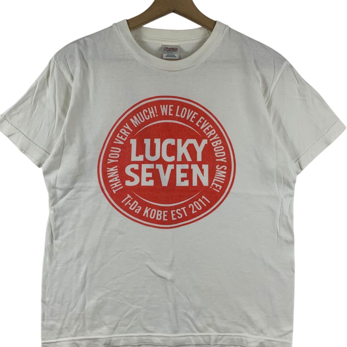 Vintage LUCKY SEVEN TI-DA KOBE Japan Everybody Smile Tee Shirt Top Size US S / EU 44-46 / 1 - 3 Thumbnail