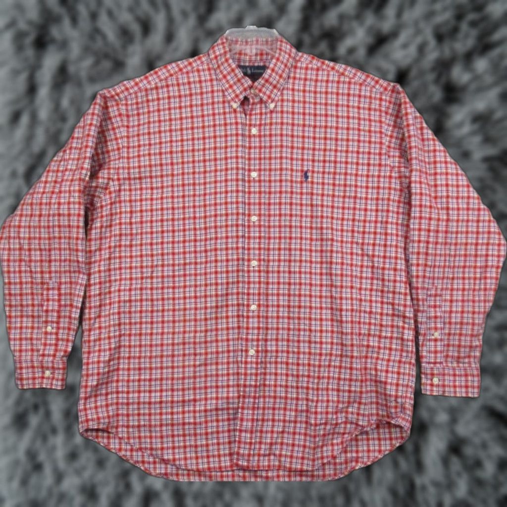 Polo Ralph Lauren VINTAGE Polo Ralph Lauren Blake Shirt XL Mens Red Plaid Long Sleeve Holiday Size US XL / EU 56 / 4 - 1 Thumbnail