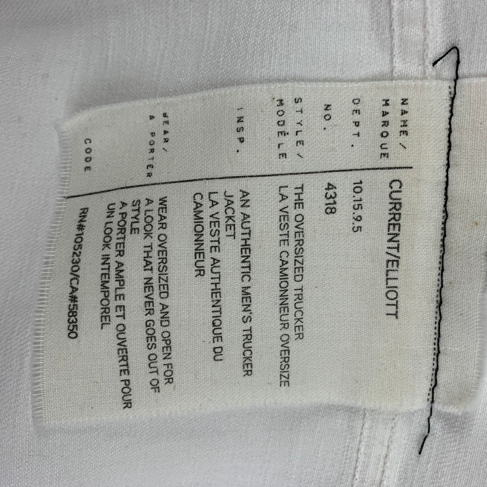 Current/Elliot CURRENT/ELLIOTT M White Distressed Cotton Trucker Jacket Size US M / EU 48-50 / 2 - 5 Thumbnail